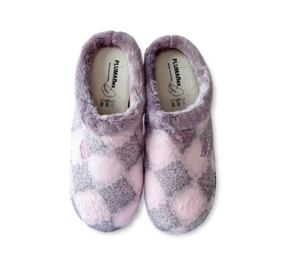 Pluma Flex Zapatilla Mujer Abierta Rosa y Gris - Imagen 2