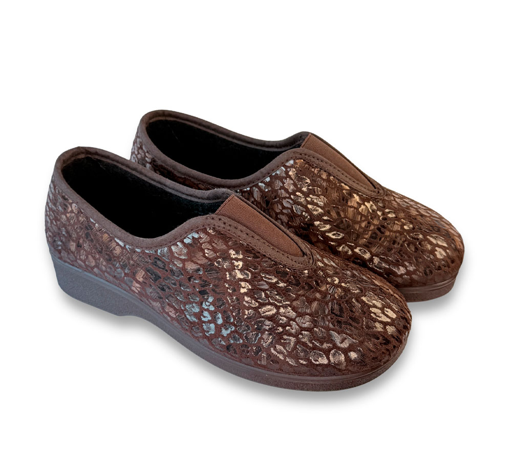 A Campello Zapatilla Mujer Elástico Marrón - Imagen 2
