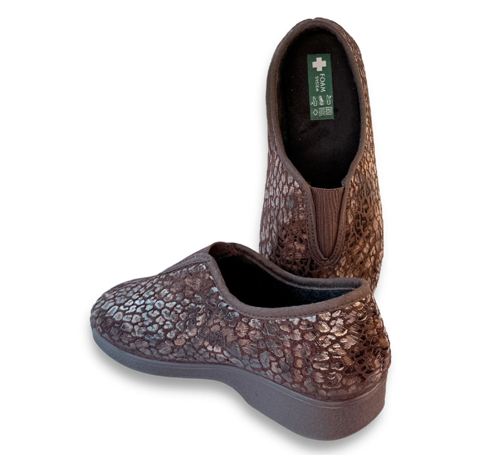 A Campello Zapatilla Mujer Elástico Marrón - Imagen 3