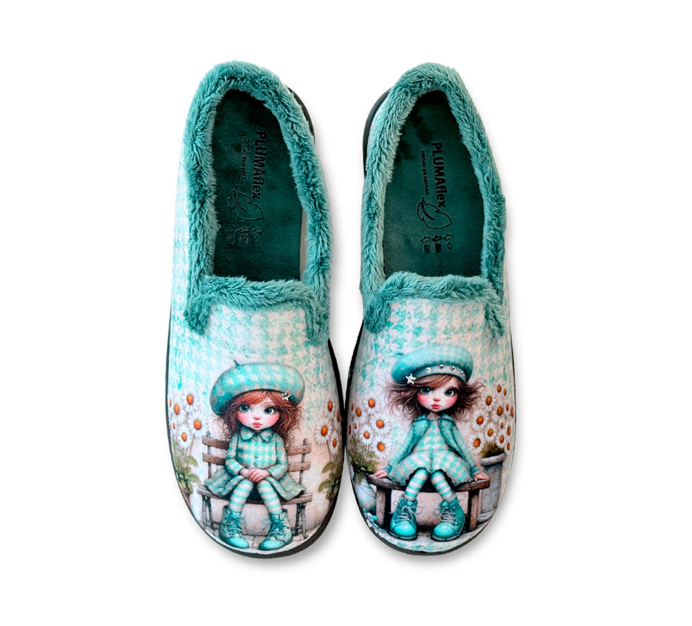 Plumaflex Zapatilla Casa Mujer Cerrada Niña Verde - Imagen 2