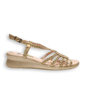 24HRS sandalia mujer dorada cuña