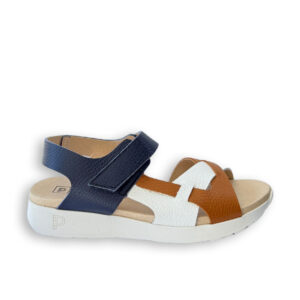 Pitillos Sandalia Mujer Azul y Cuero