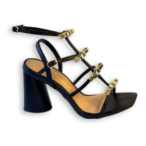 Sandalia de tacón negra para mujer Parodi’s Passion con detalles dorados elegante