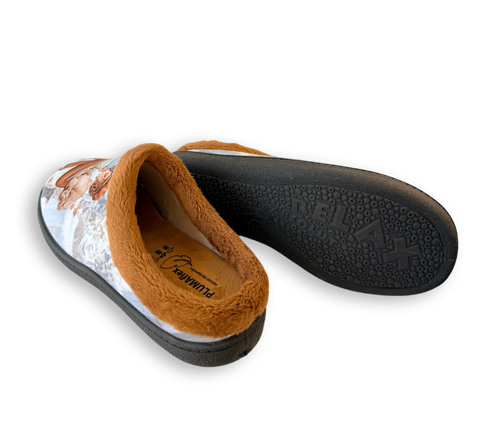 Plumaflex zapatilla de casa Paris camel suela antideslizante