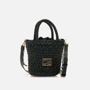 Bolso Mariamare CATY negro de rafia con doble asa y bandolera