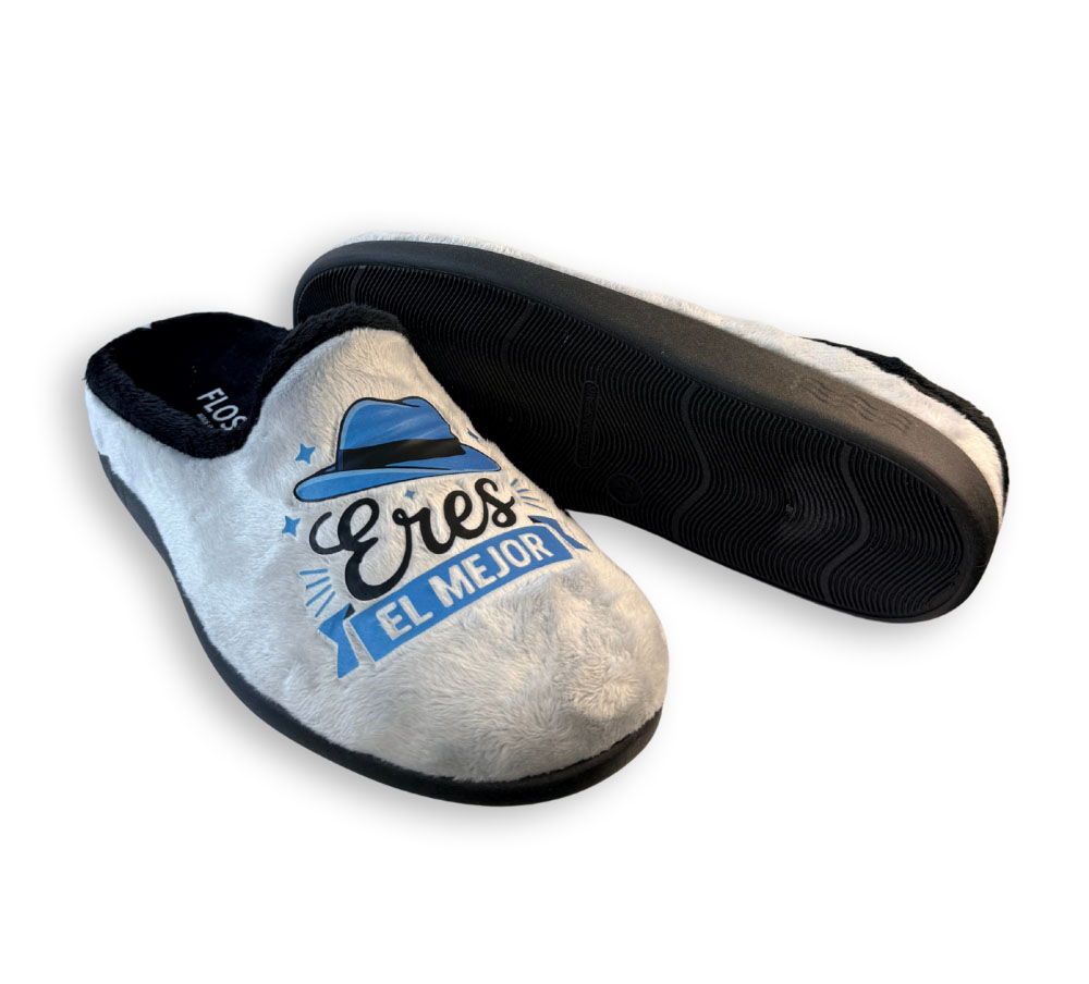 Flossy zapatilla hombre Papá gris suela antideslizante