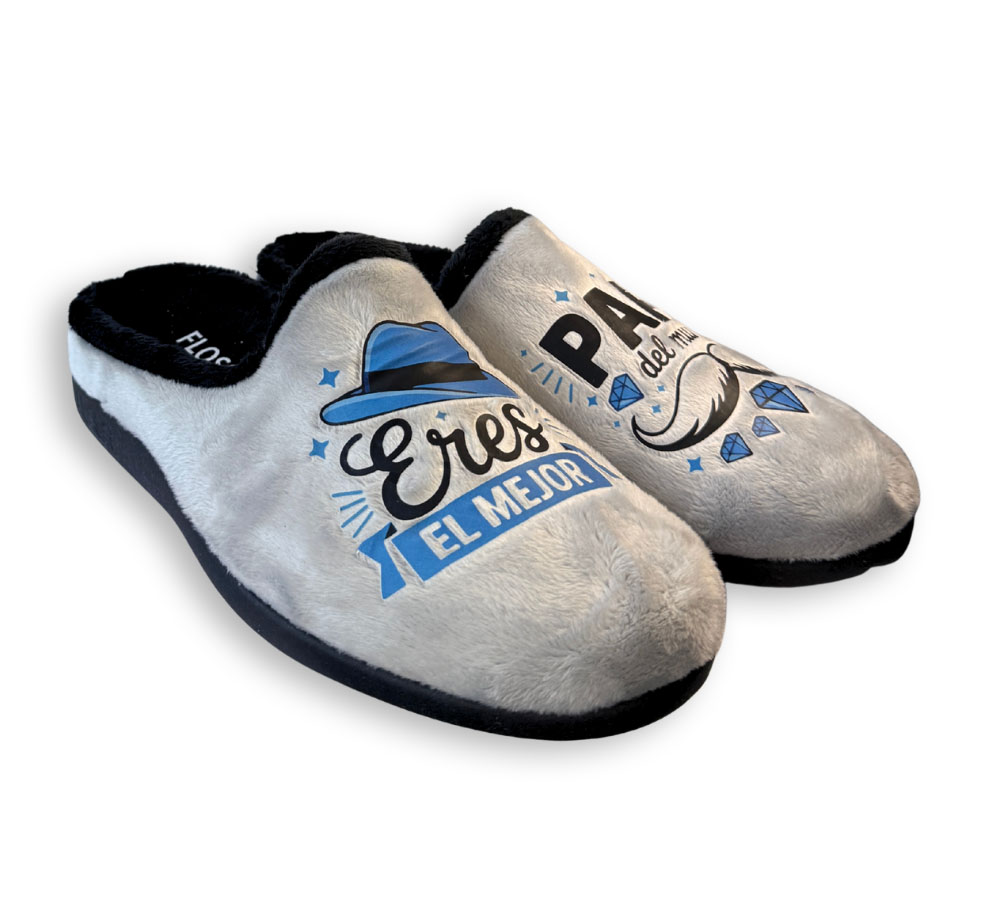 Flossy zapatillas de casa hombre Papá gris
