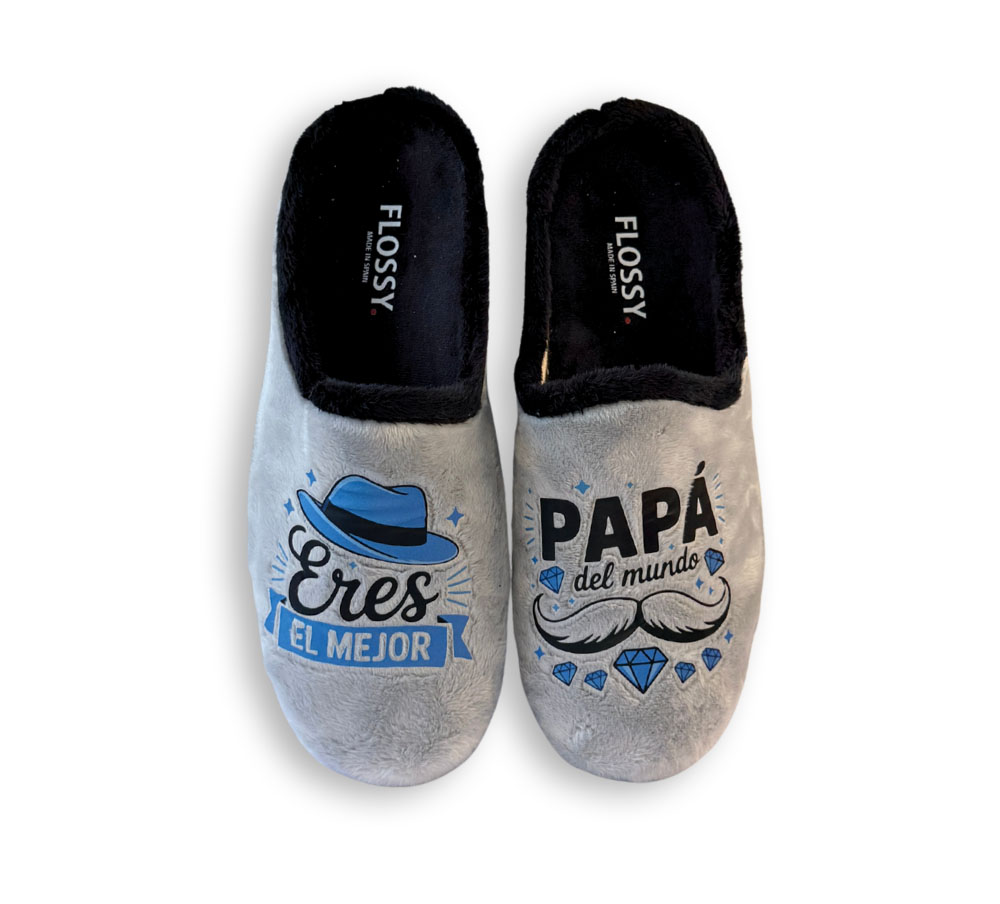 Flossy zapatilla de casa Papá gris vista superior