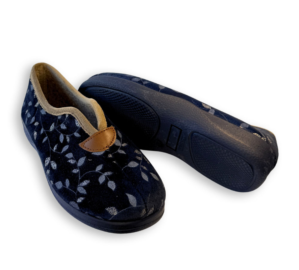 Zapatilla de casa mujer azul marino suela antideslizante