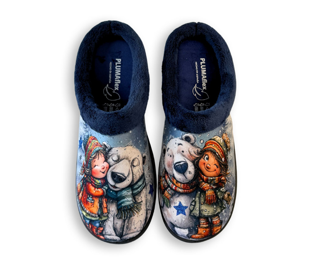 Plumaflex zapatilla de casa mujer oso polar azul vista superior