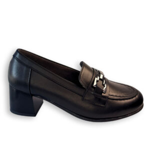 Mocasín Pitillos negro mujer con tacón