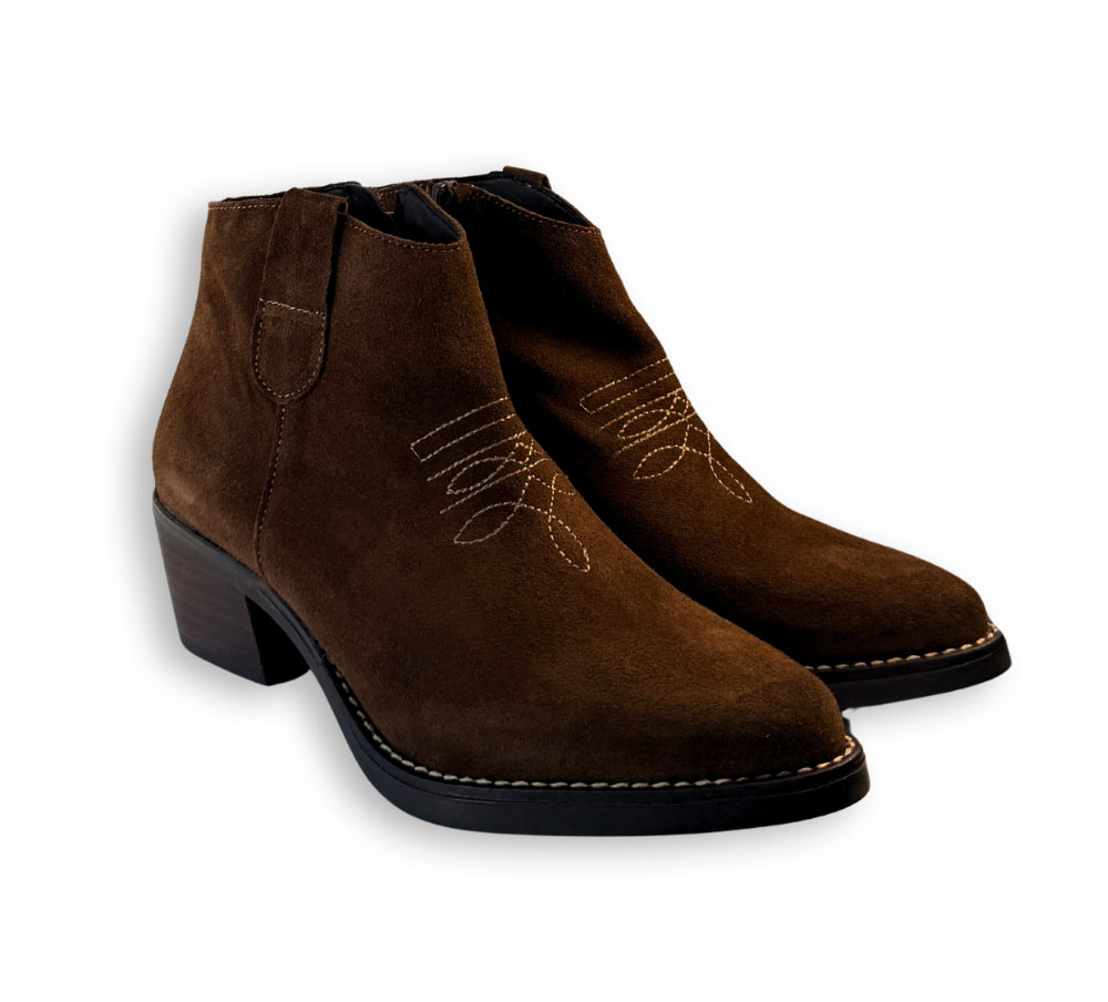Pitillos botín mujer serraje marrón cowboy vista lateral