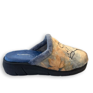 Plumaflex PF14232 zapatilla de casa mujer abierta azul flores