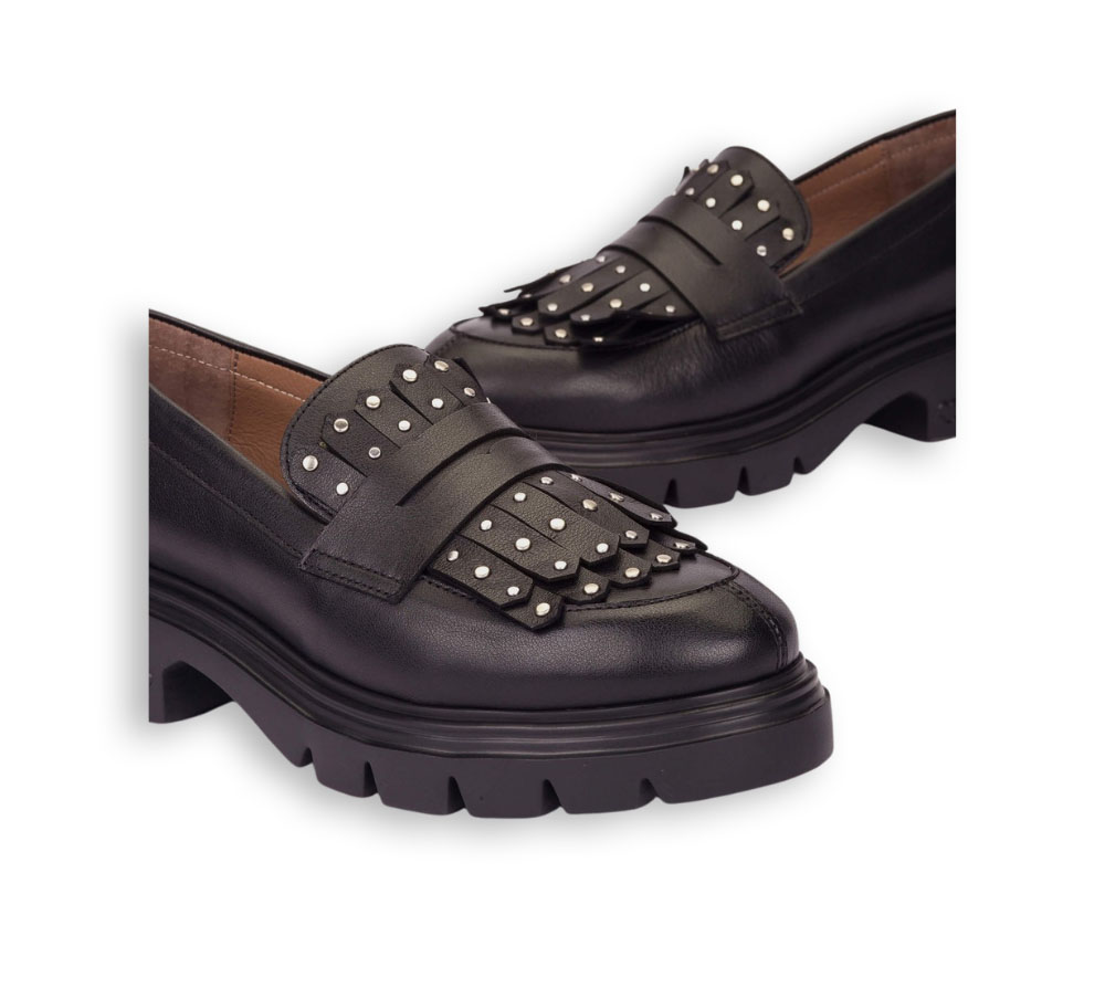 Wonders mocasines mujer negros Bones 15
