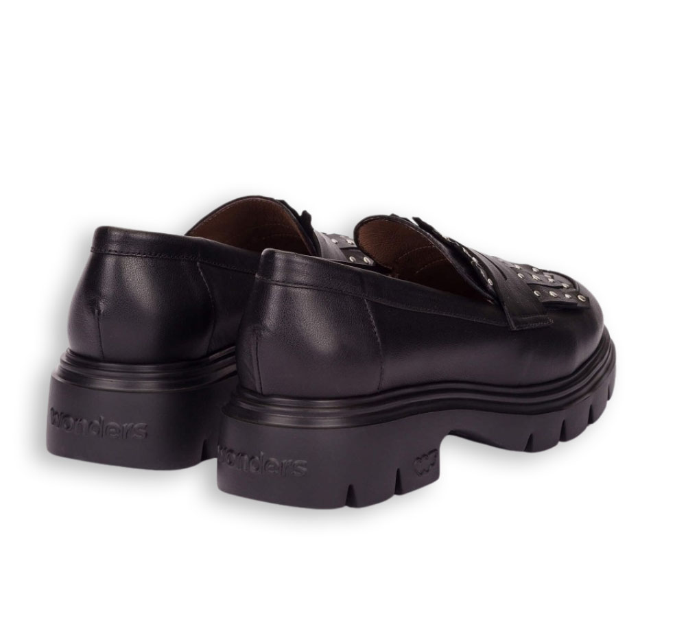 Wonders mocasines mujer negros Bones 15
