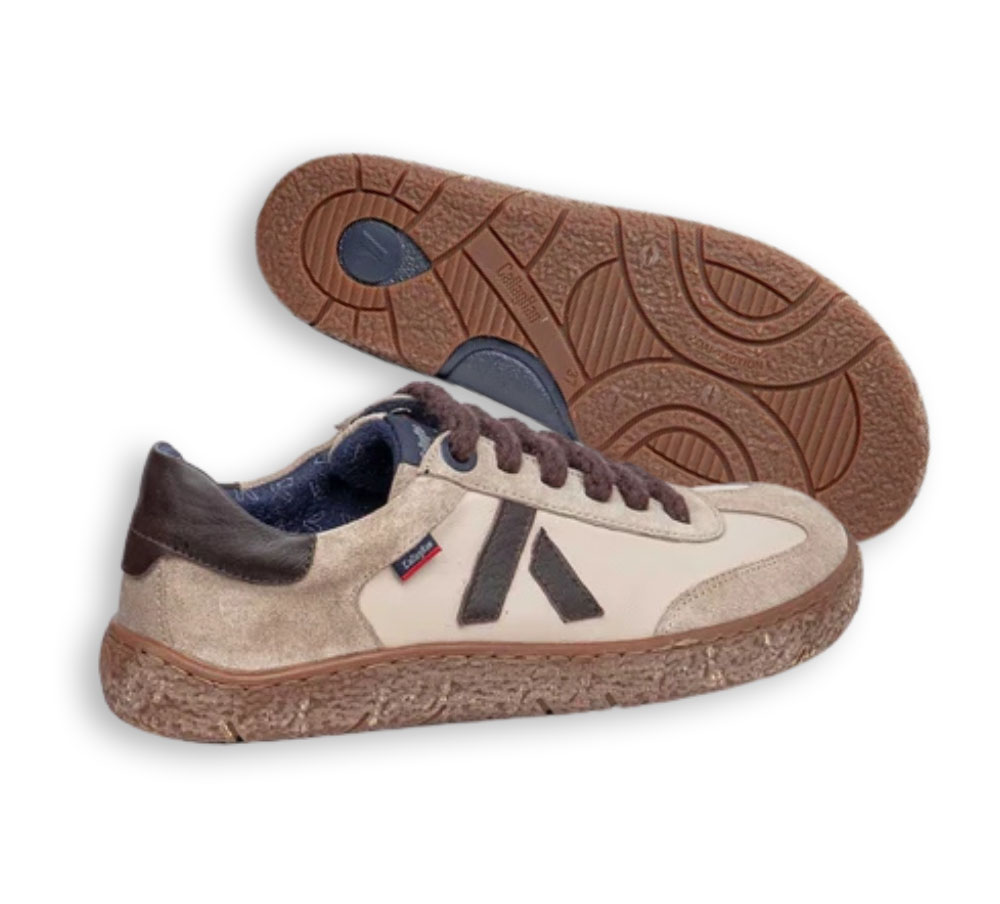 Callaghan Terra deportivo mujer beige de piel con suela de caucho