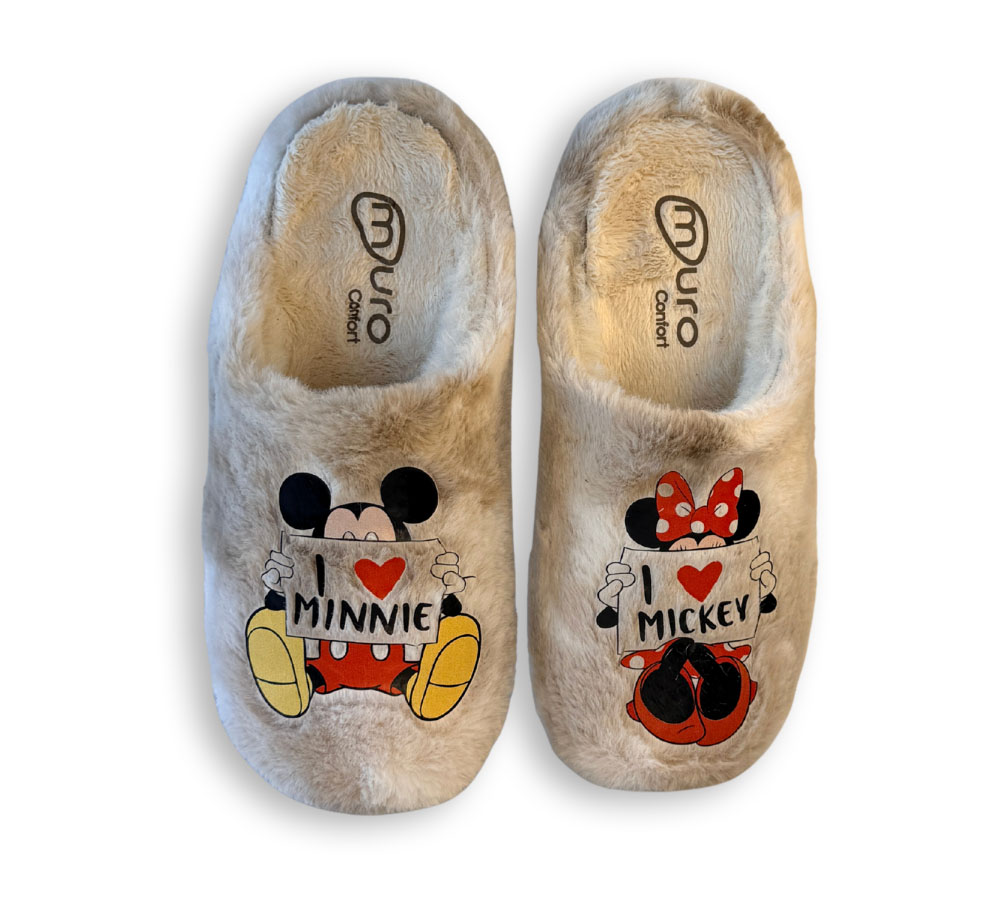 Zapatillas de casa mujer Muro Minnie y Mickey beige