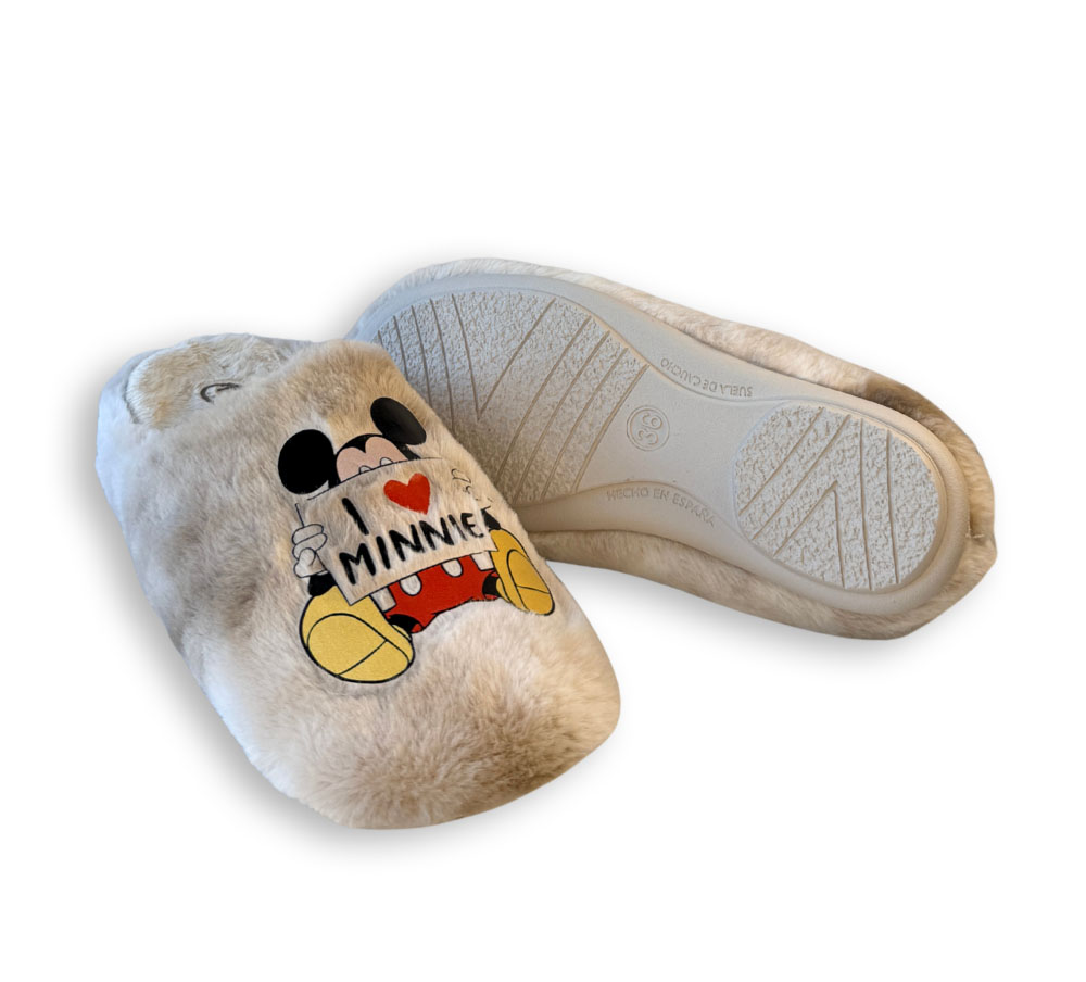 Zapatillas de casa Muro mujer beige con suela antideslizante