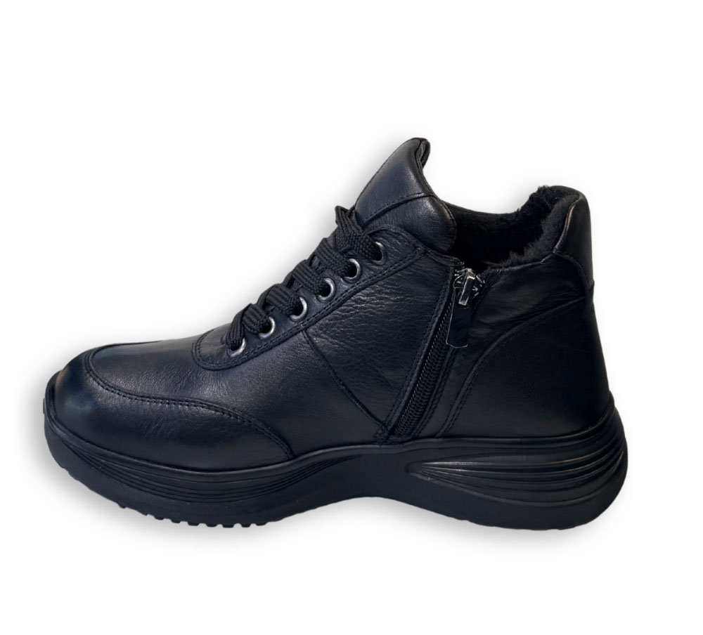 Botín mujer 48+Hours negro con cremallera y cordones