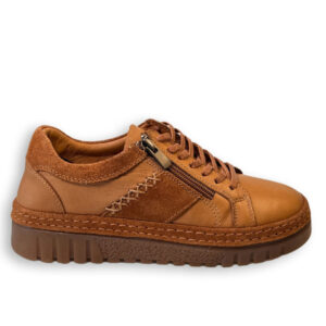 Deportivo mujer camel 48+Hours de piel con cremallera y cordones
