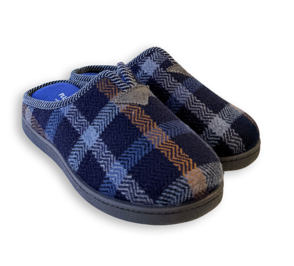 Zapatilla destalonada Plumaflex hombre cuadros vista lateral