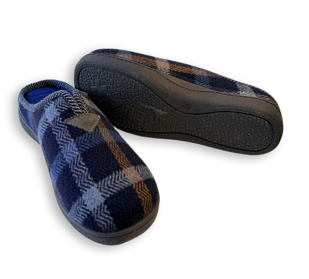 Zapatillas de casa hombre Plumaflex cuadros azul marino
