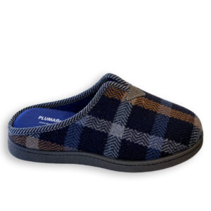 Plumaflex zapatilla destalonada hombre cuadros marino