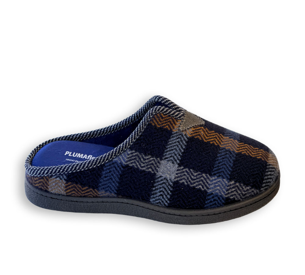 Plumaflex zapatilla destalonada hombre cuadros marino
