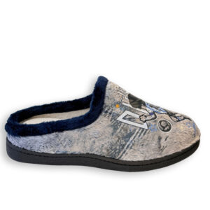 Zapatillas de casa hombre Plumaflex gris con diseño de fútbol