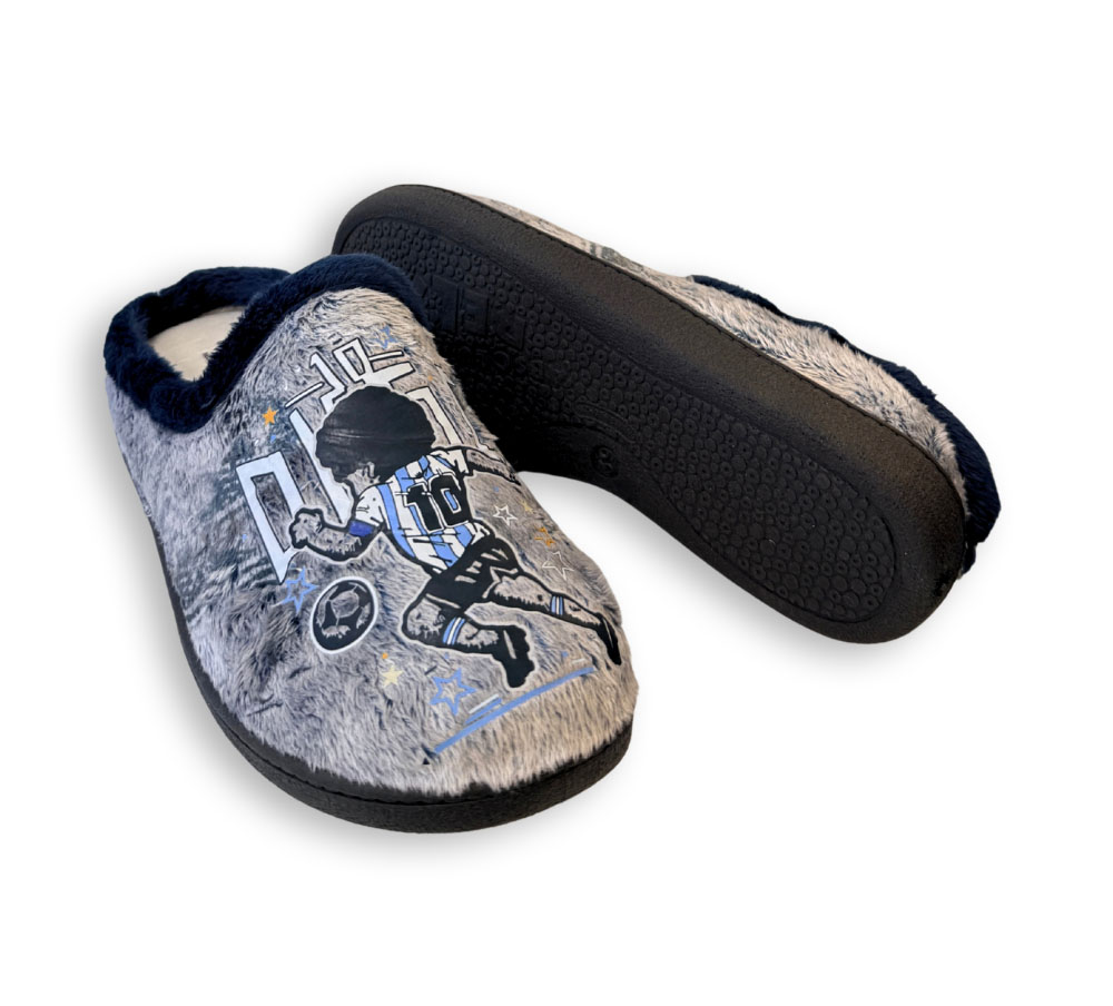 Zapatillas Plumaflex hombre gris con diseño futbolero