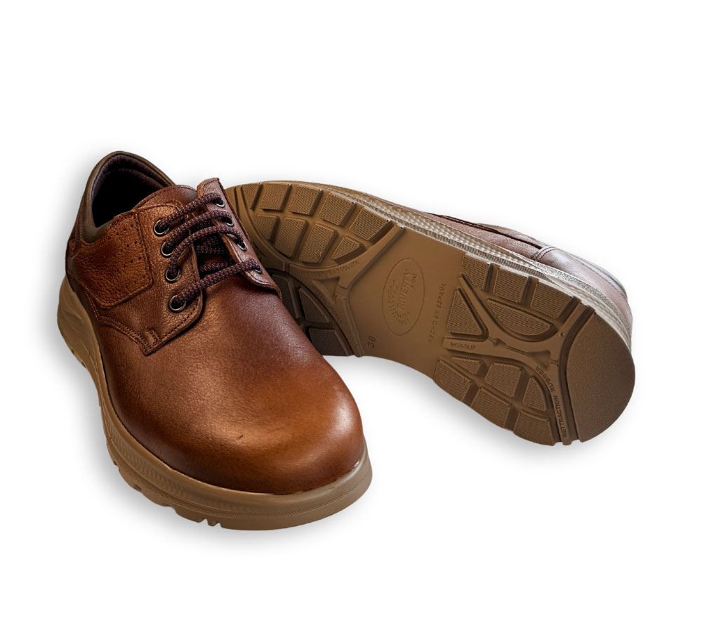 Riverty zapato hombre piel marrón suela antideslizante