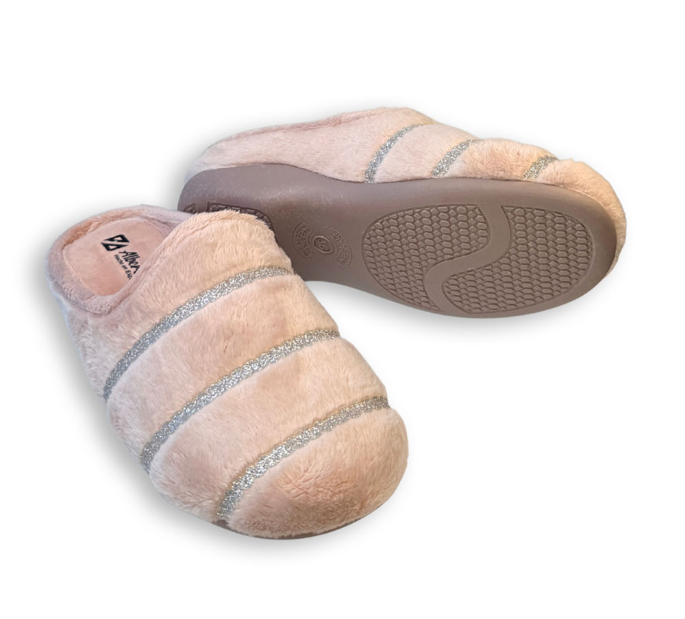 Zapatillas de casa Alberola rosas con suela y dibujo de agarre