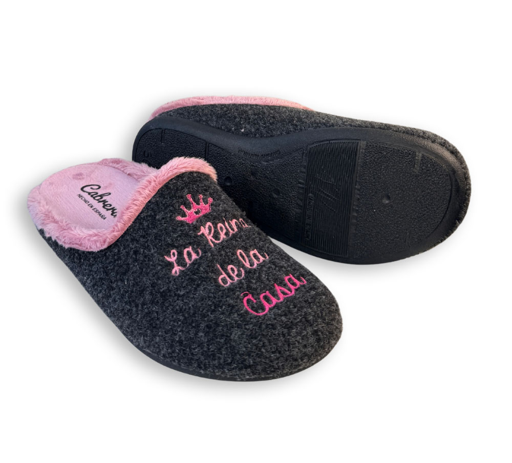 Zapatillas de casa mujer grises Cabrera destalonadas