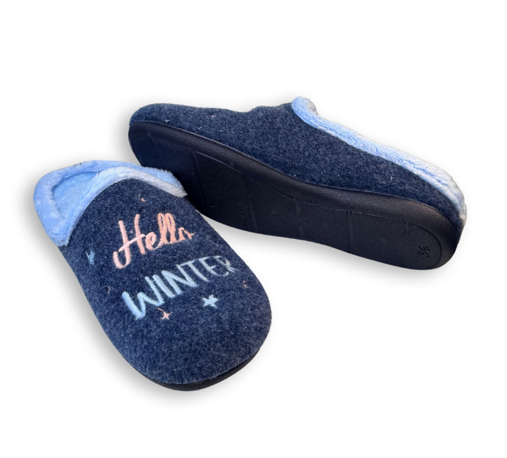 Zapatilla de casa mujer Cabrera azul destalonada