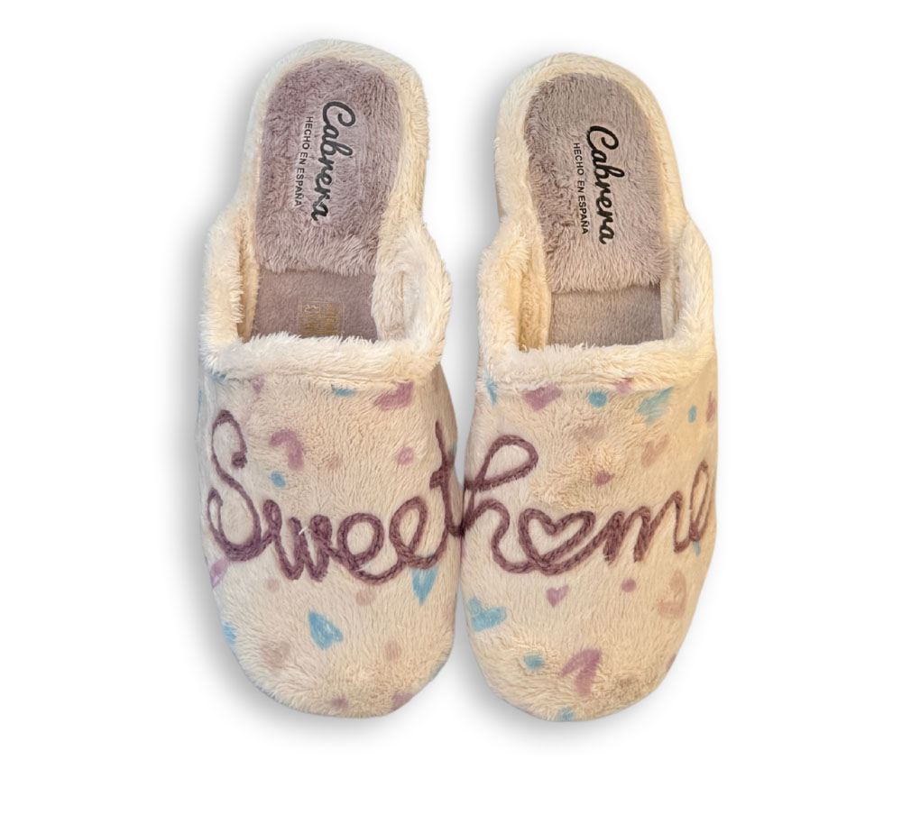 Zapatillas de casa Cabrera mujer beige destalonadas