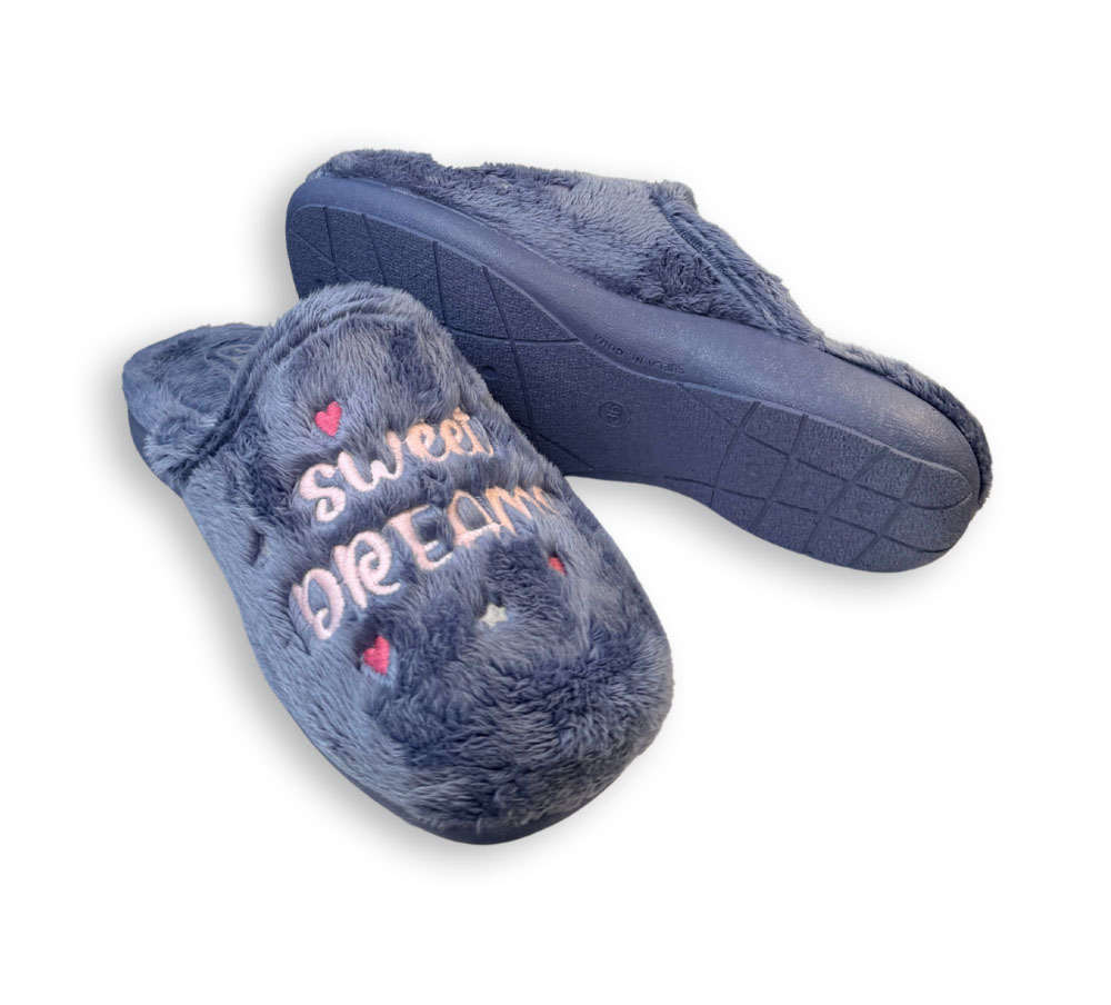 1. Zapatillas de casa mujer azules Cabrera vista de la suela