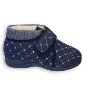 Zapatillas de casa altas para mujer Doctor Cutillas azules con velcro