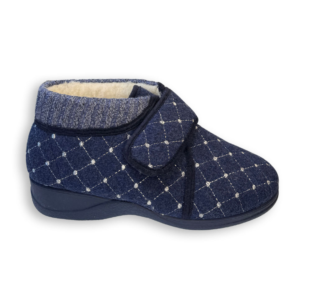 Zapatillas de casa altas para mujer Doctor Cutillas azules con velcro