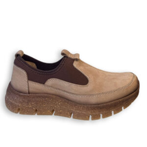 Zapato mujer taupe de piel 48+Hours con elásticos laterales