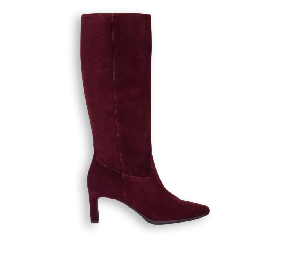 Botas altas mujer burdeos Wonders VITA 03 detalle de cremallera y tacón