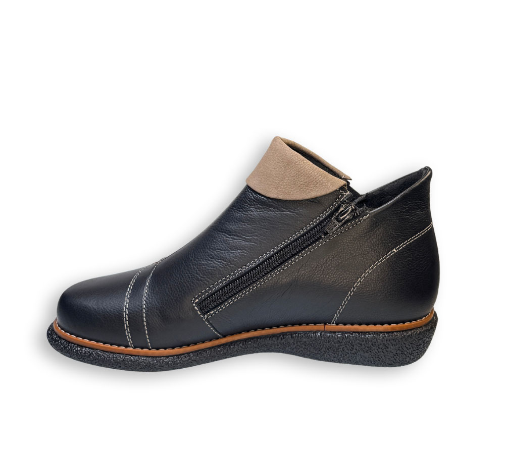 Botín de mujer Valeria's negro con cremallera lateral